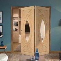 Bespoke Thrufold Treviso Oak Glazed Folding 2+0 Door