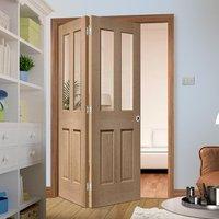 Bespoke Thrufold Malton Oak Glazed Folding 2+0 Door No Raised Mouldings