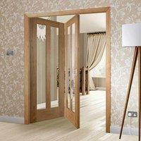 Bespoke Thrufold Novara Oak Glazed Folding 2+0 Door