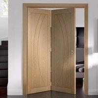 bespoke thrufold salerno oak flush panel folding 20 door