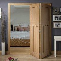 Bespoke Thrufold DX Oak Panel Folding 2+0 Door 1930\'s Style