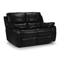 Belgravia Manual Leather 2 Seater Reclining Sofa Black