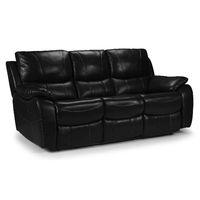 belgravia manual leather 3 seater reclining sofa black