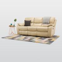 belgravia manual leather 3 seater reclining sofa cream