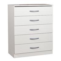 bella 5 chest of drawers white