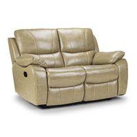 Belgravia Manual Leather 2 Seater Reclining Sofa Cream