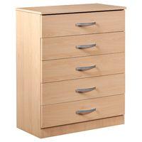 bella 5 chest of drawers oak