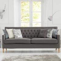Bellard Fabric 3 Seater Sofa In Grey And Natural Ash Legs