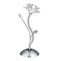 bellis chrome table lamp with delicate clear flower glass