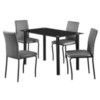 Bergen 55cm Glass Dining Set with 4 Chairs Black