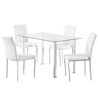 Bergen 55cm Glass Dining Set with 4 Chairs White