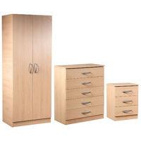 bella 2 door wardrobe 5 drawer chest and 3 drawer bedside set beech