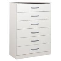 Bella 6 Chest of Drawers White