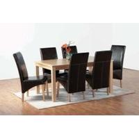 Belgrade Wooden Dining Set with 6 Dining Chairs In Brown