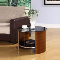 bentwood lamp table round in walnut with black gloss top