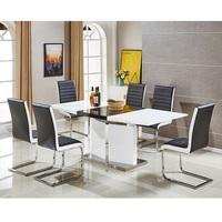 Belmonte Extendable Dining Table Large With 6 Black Chairs