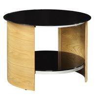 bentwood lamp table round in oak with black gloss top