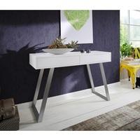 Berry Console Table In Matt White With Brushed Nickel Legs