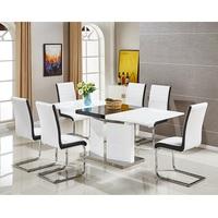 Belmonte Extendable Dining Table Large With 8 White Chairs