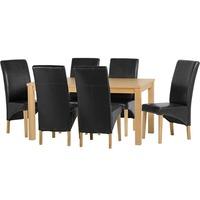 Belgrade Wooden Dining Set with 6 Black Dining Chairs