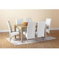Belgrade Wooden Dining Set with 6 Dining Chairs In Cream