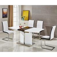 Belmonte Extendable Dining Table Small With 6 White Chairs