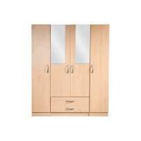 Bella 4 Door 2 Drawer Mirrored Wardrobe Beech