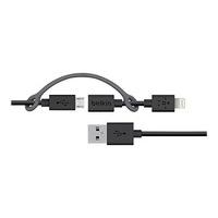 Belkin 2-in-1 USB to Lightning and Micro-USB Charge and Sync Cable for Apple iPad Pro/iPad Air 2/iPad Mini/iPone SE/5/5s/5c/6/6s/6 Plus/6s Plus/Samsun