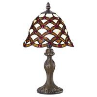 Beautiful Amber and Red Beaded Stained Glass Tiffany Lamp