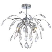 Beautiful Chrome Willow Ceiling Light with Crystal Glass Decoration