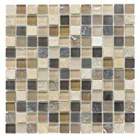Beige Mosaic Glass & Stone Wall Tile (L)300mm (W)300mm