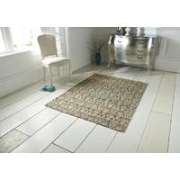 Beige Damask Design Hand Tufted Recycled Silk Area Rug - Bombay 150cm x 230cm (4\'11\