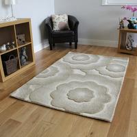 beige 100 wool 3d carved floral rug essence 120x180