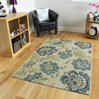 bella blue cream floral rugs 155 cm x 230 cm 51 x 77
