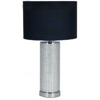 Beaded Cylinder Table Lamp in Silver with Shade