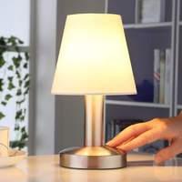 bedside table lamp hanno w white fabric lampshade