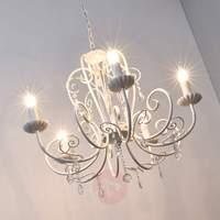 Beautiful chandelier Sophina with crystals, white