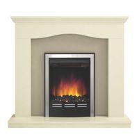 Be Modern Penelope Soft White & Suede LED Inset Electric Fire Suite