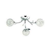 Bellis II 3 Lamp Chrome Ceiling Light With Glass Buttons