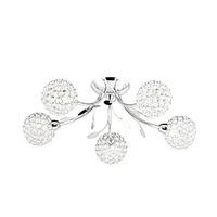 Bellis II 5 Lamp Chrome Ceiling Light With Glass Buttons