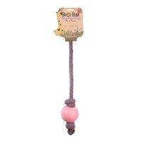 Beco Pets Heavy Duty Pet Toy With Rope And Rubber Ball, Pink