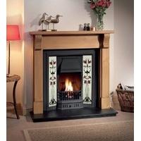 Bedford 54 inch Wooden Fireplace Package With Prince Cast Iron Tiled Fire Insert