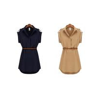 Belted Mini Shirt Dress - 2 Colours, 5 Sizes