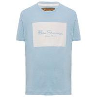 ben sherman boys 100 cotton pale blue short sleeve crew neck logo prin ...
