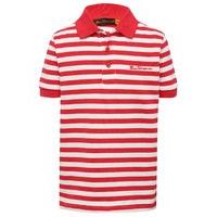 Ben Sherman boys red and white stripe pattern button front short sleeve polo shirt - Red