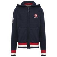 Ben Sherman boys cotton rich navy long sleeve hooded front pocket target logo zip through hoody - Navy