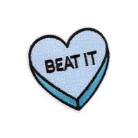 beat it heart iron on woven patch