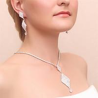 Beautiful Czech Rhinestones With Alloy Plated Wedding Jewelry Set, Including Necklace And Earrings