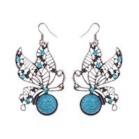Beautiful Tibetan Silver Turquoise Rhinestone Butterfly Dangle Earrings For Women Girls Vintage Jewelry