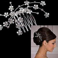 Beautiful Silver Flower Hair Comb for Wedding Party Hair Jewelry Lady
